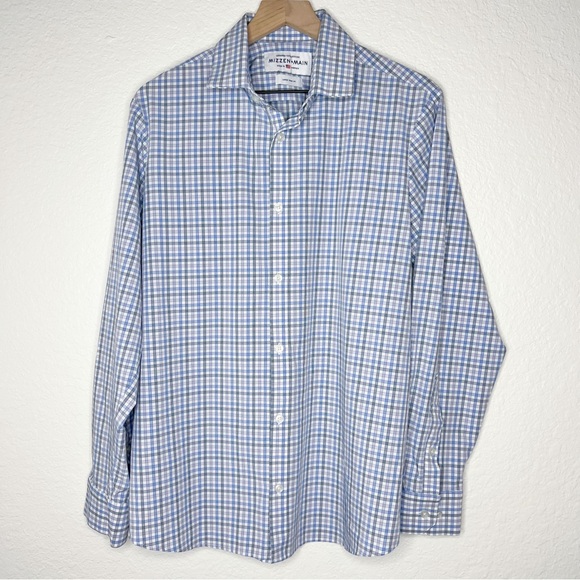 Mizzen+Main Other - Mizzen + Main Leeward Large Trim Fit Blue Plaid Button Down Shirt Long Sleeve